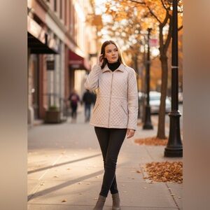 Guess Cream Quilted Puffer Jacket